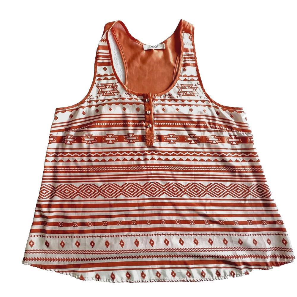 Yaya Club Womens Tank L Flowy Coquette Southwestern Beachy Sheer Lightweight Top